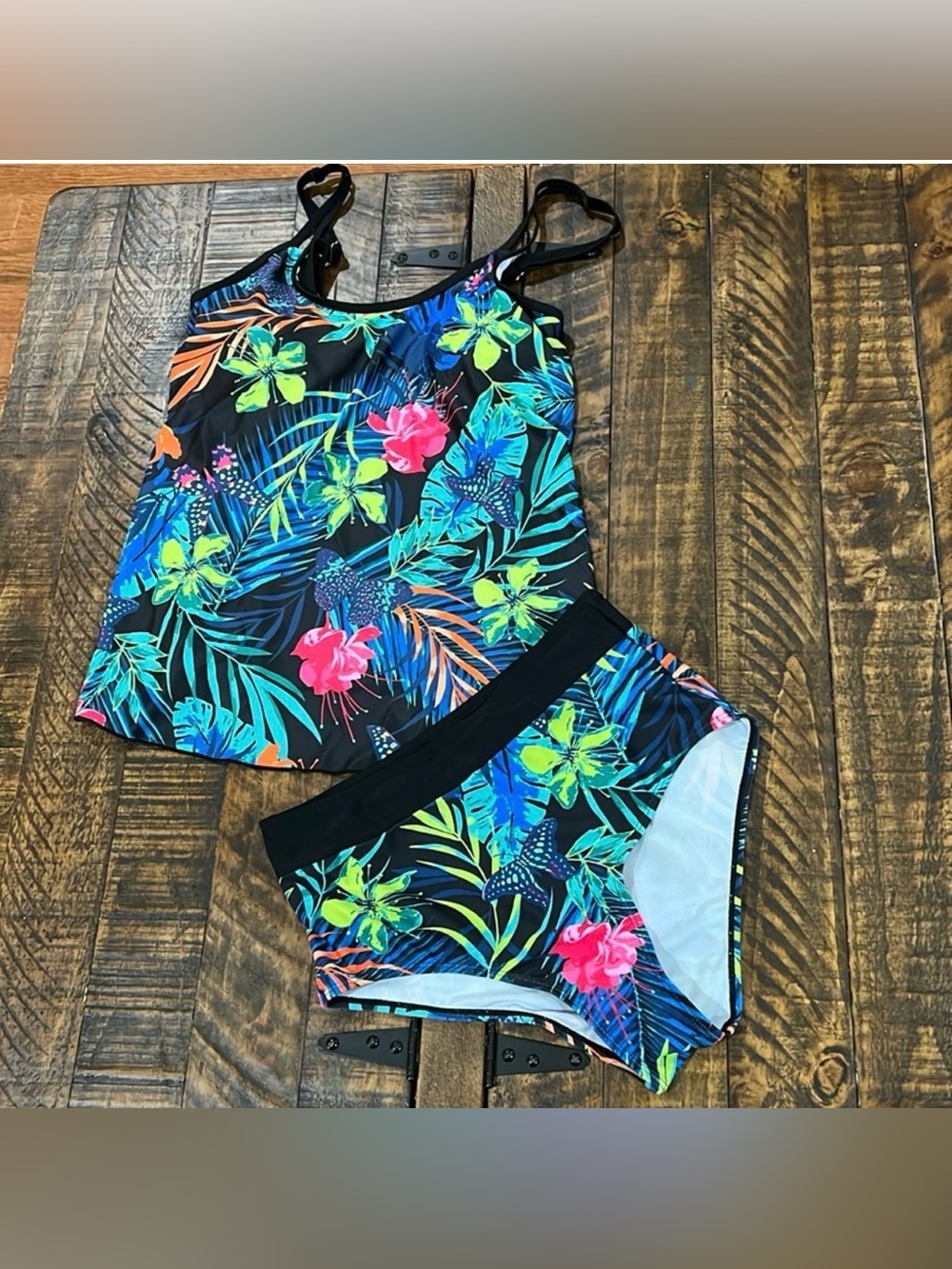 Tropical butterfly bikini Tankini size small